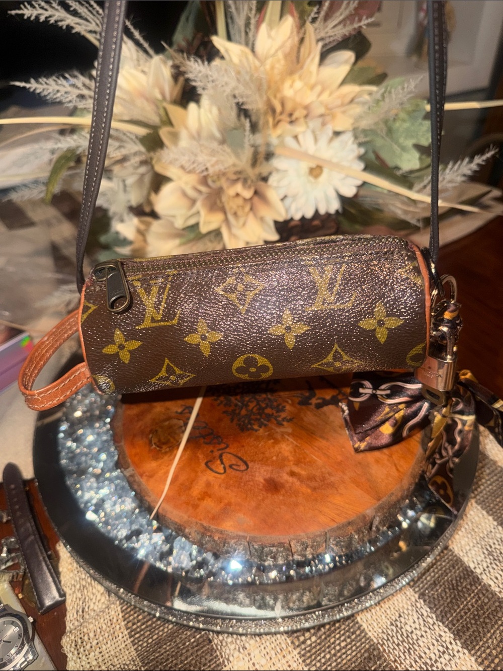 Louis Vuitton Brown Monogram Mini Cylinder Crossbody with Tan Trim